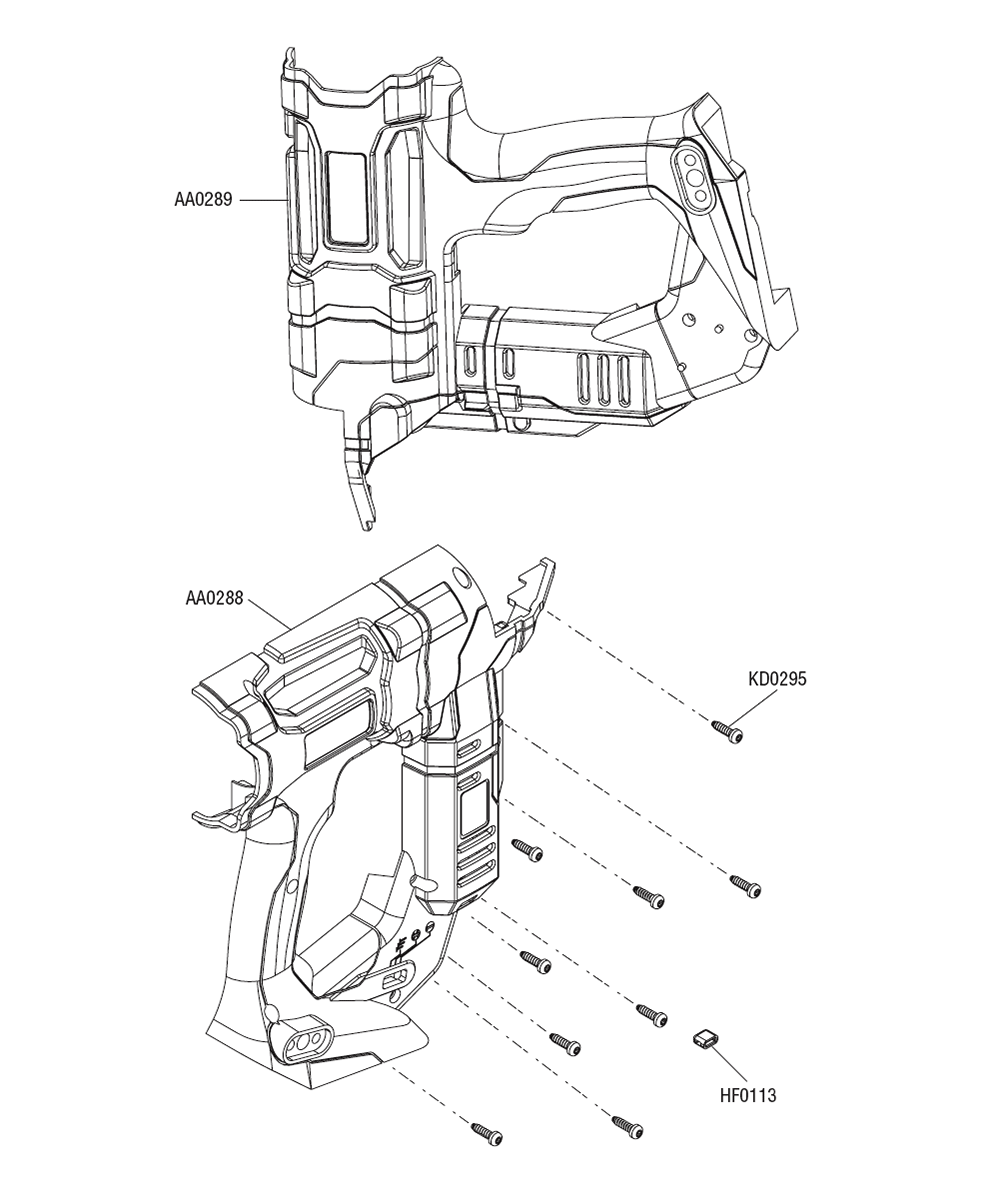 Fig-0 Diagram and Parts List for 10Y0001N F-LXP Senco Nailer