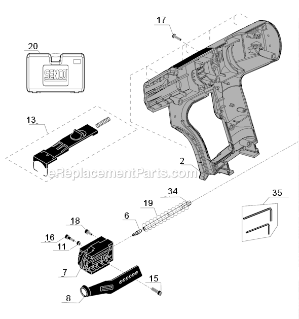 Page A Diagram and Parts List for DS205-14V  Senco Electric Drill
