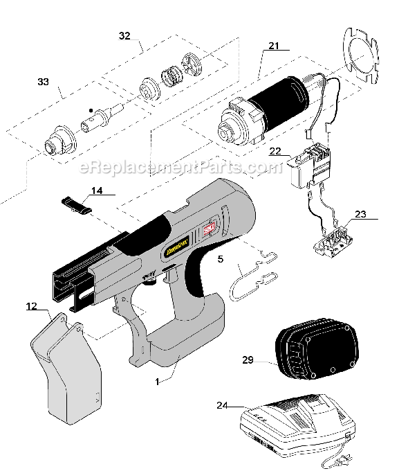 Page B Diagram and Parts List for DS205-14V  Senco Electric Drill