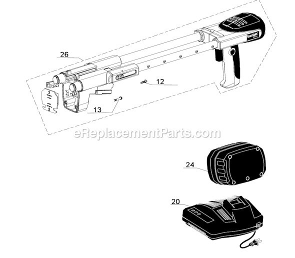 Page B Diagram and Parts List for DS300-24V  Senco Electric Drill