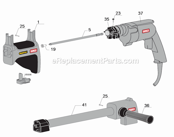 Page B Diagram and Parts List for DS300-S4  Senco Electric Drill