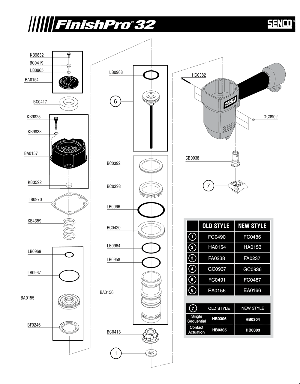 Diagram 2 Diagram and Parts List for FINISHPRO3216GA 1X0201N Senco Nailer