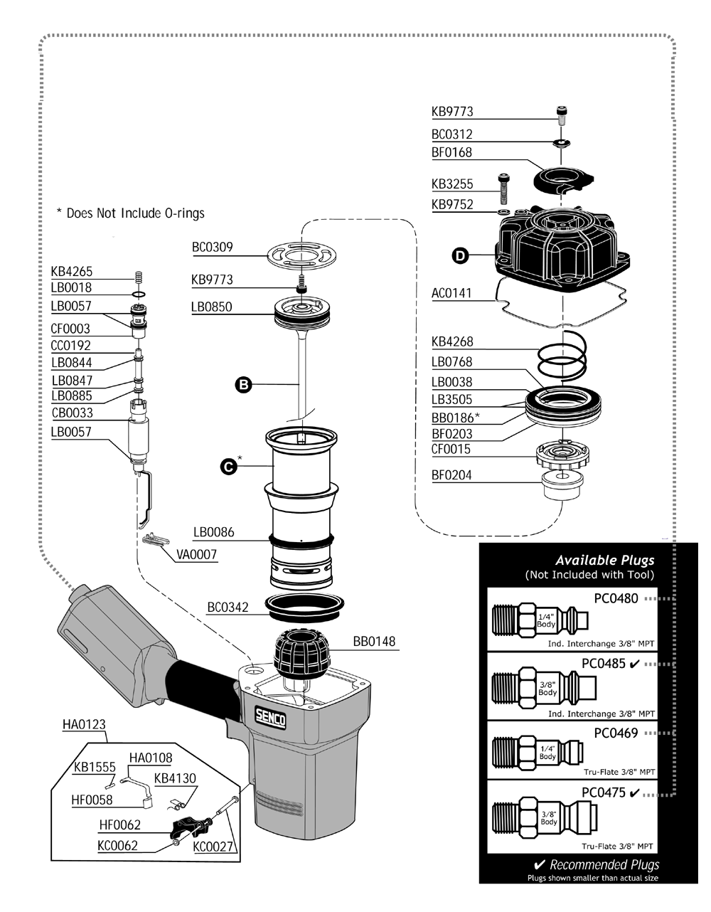 Diagram 1 Diagram and Parts List for FRAMEPRO750E XL782007N Senco Nailer