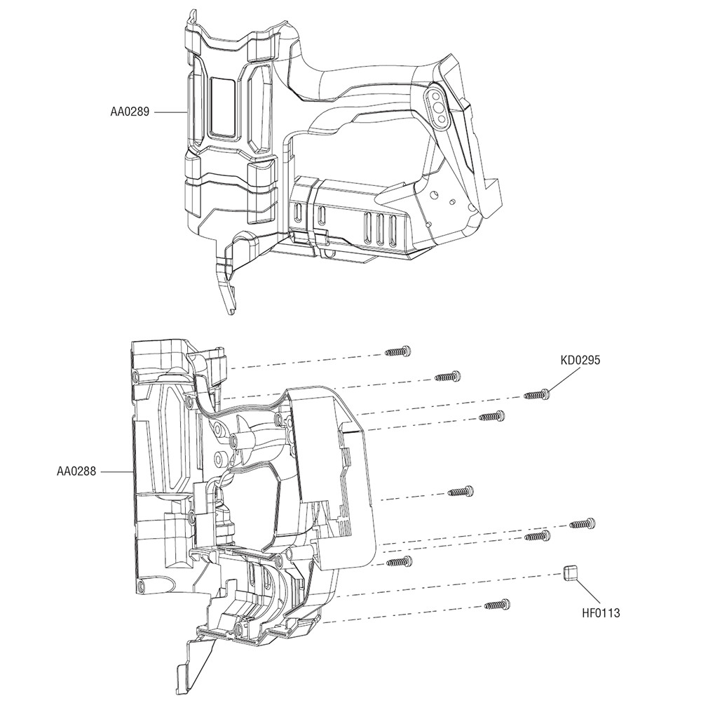 Fig-0 Diagram and Parts List for F-18XP 10M0001N Senco Nailer