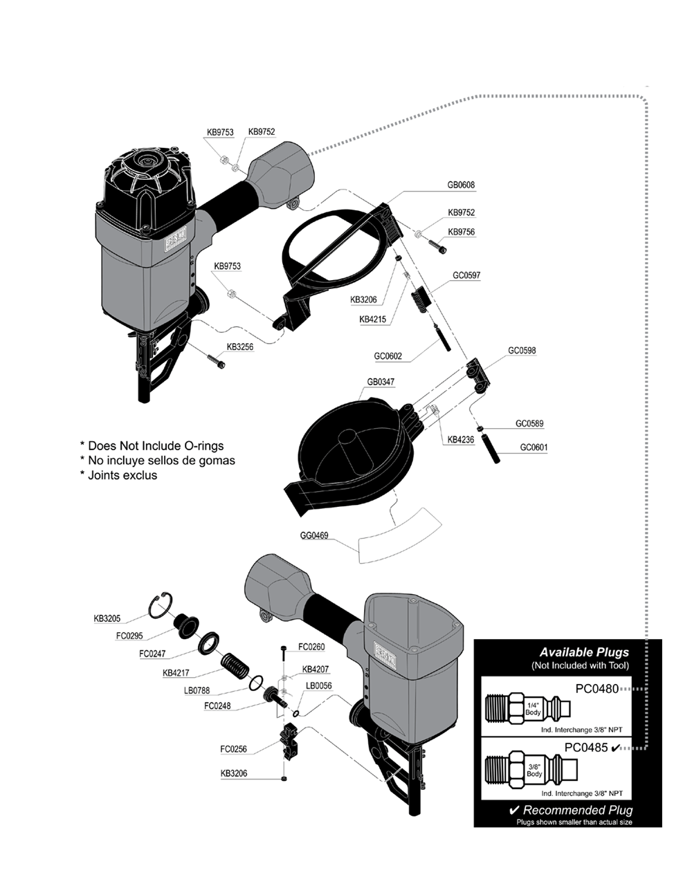 Diagram 1 Diagram and Parts List for SCN63LDXP 8W0001N Senco Nailer