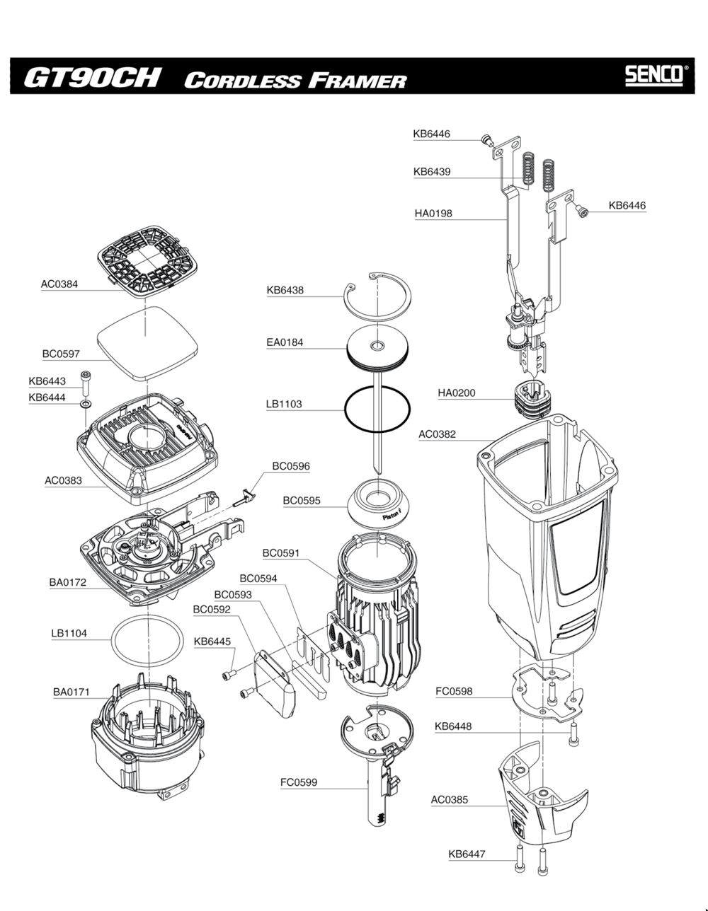 Diagram 2 Diagram and Parts List for GT90 5F0001N Senco Nailer