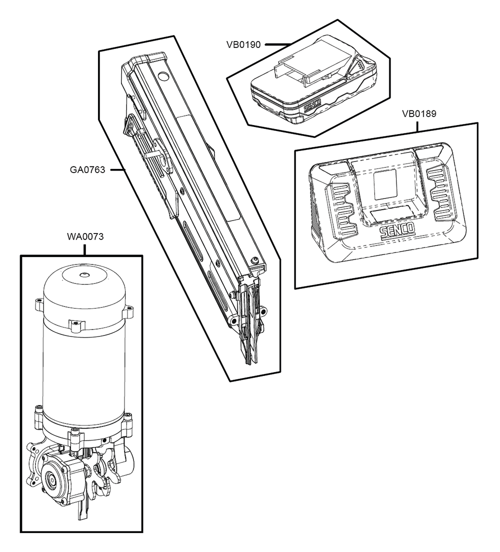 Fig-1 Diagram and Parts List for F-35XP 10G0001N Senco Nailer