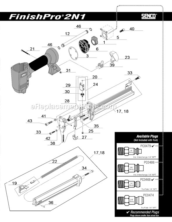 Page B Diagram and Parts List for FINISHPRO2N1  Senco Nailer