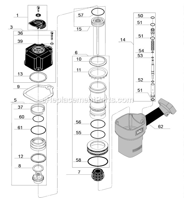 Page A Diagram and Parts List for FRAMEPRO651  Senco Nailer