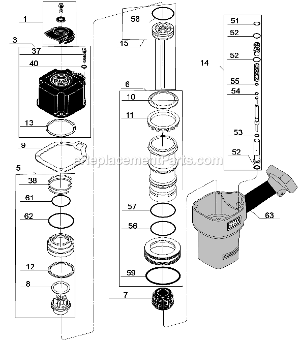Page A Diagram and Parts List for FRAMEPRO652  Senco Nailer