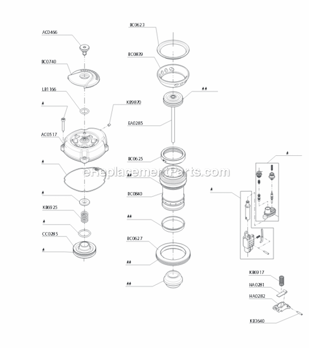 Page A Diagram and Parts List for JOISTPRO150XP  Senco Nailer