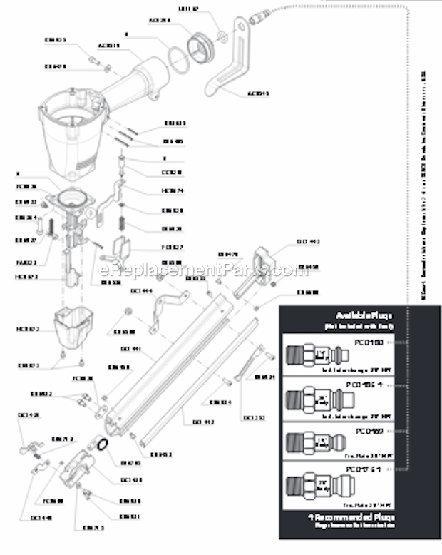 Page B Diagram and Parts List for JOISTPRO150XP  Senco Nailer