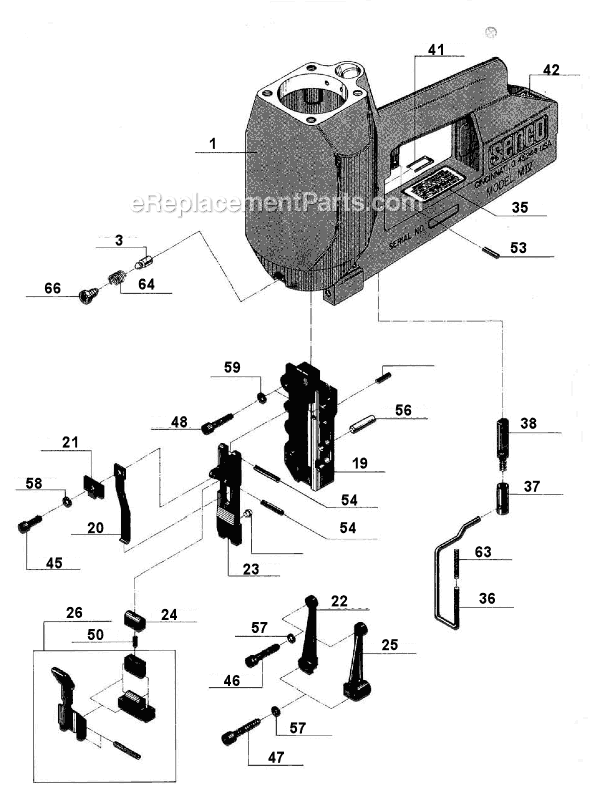 Page B Diagram and Parts List for M4  Senco Nailer