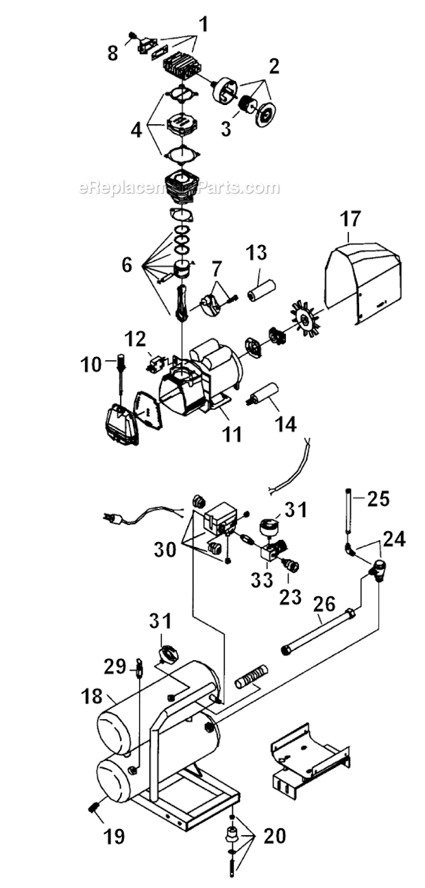 Page A Diagram and Parts List for PC0967  Senco Compressor