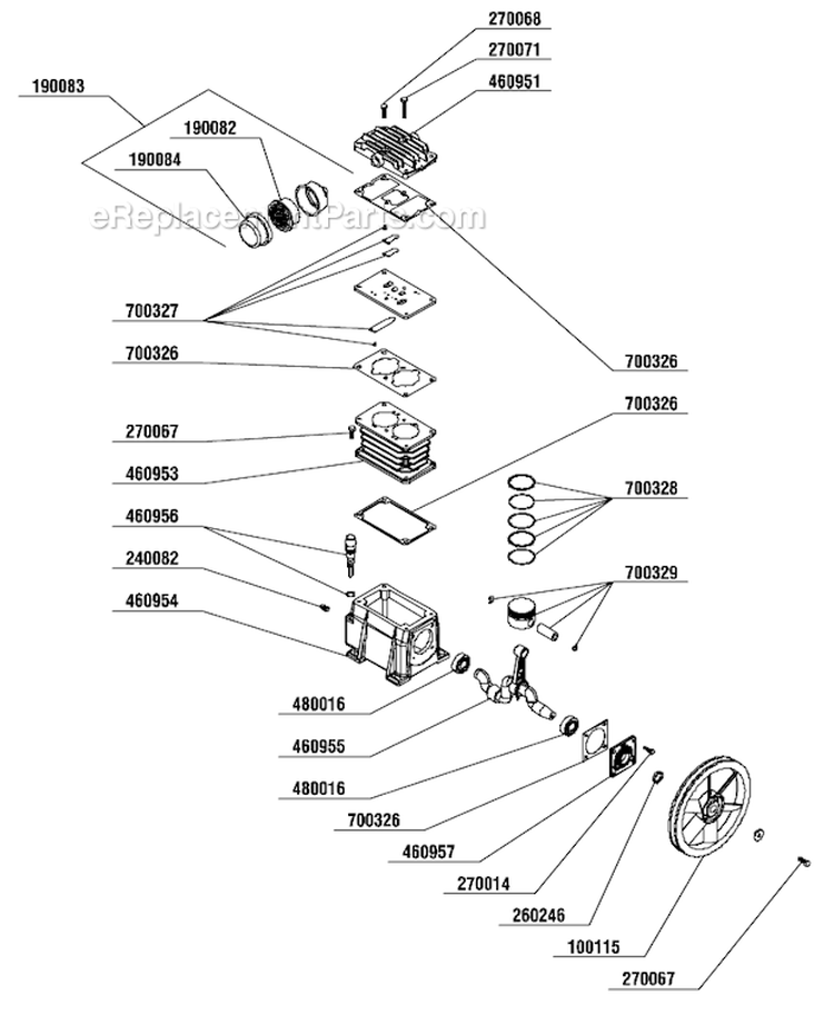 Page A Diagram and Parts List for PC2017  Senco Compressor