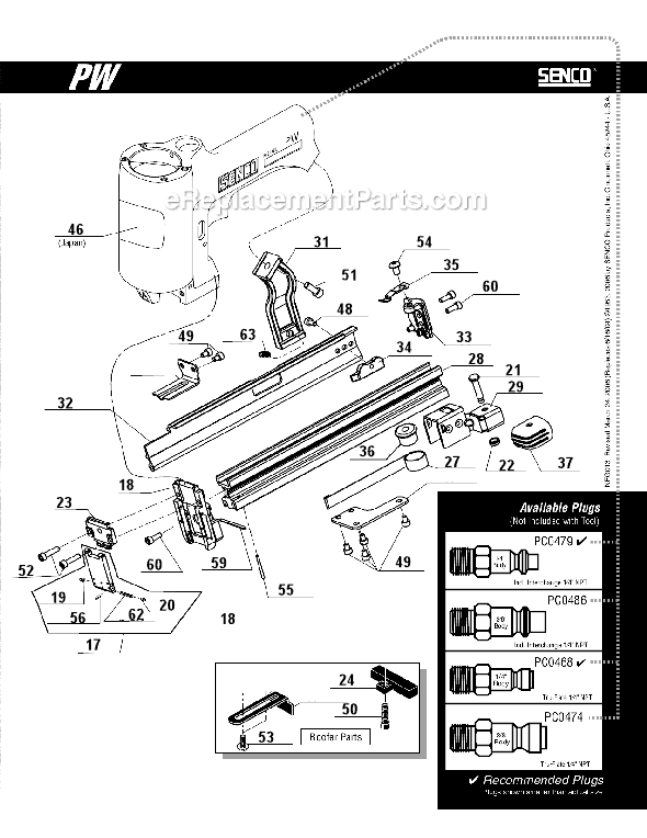 Page B Diagram and Parts List for PW  Senco Nailer