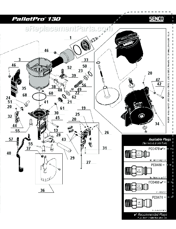 Page B Diagram and Parts List for PALLETPRO130  Senco Nailer