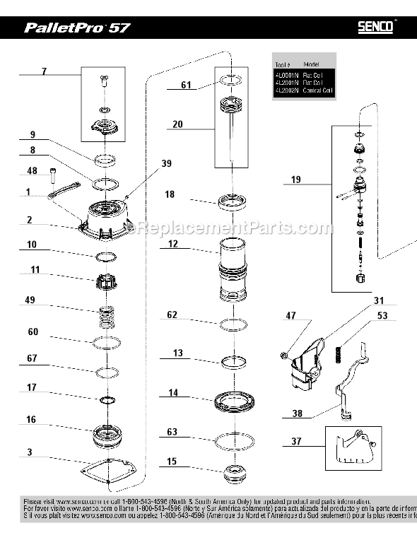 Page A Diagram and Parts List for PALLETPRO57  Senco Nailer