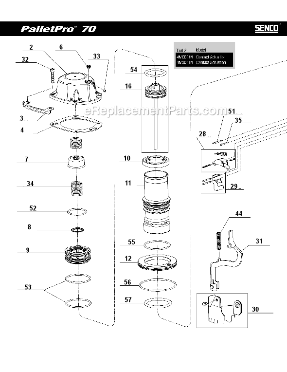 Page A Diagram and Parts List for PALLETPRO70  Senco Nailer