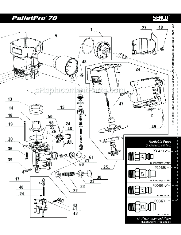 Page B Diagram and Parts List for PALLETPRO70  Senco Nailer