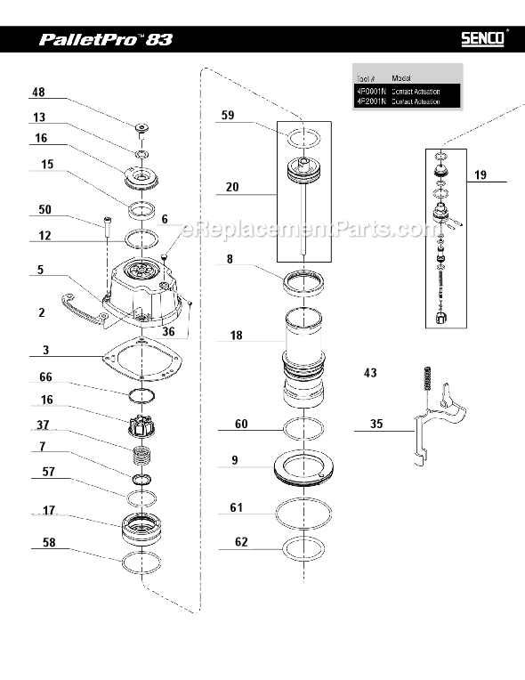 Page A Diagram and Parts List for PALLETPRO83  Senco Nailer
