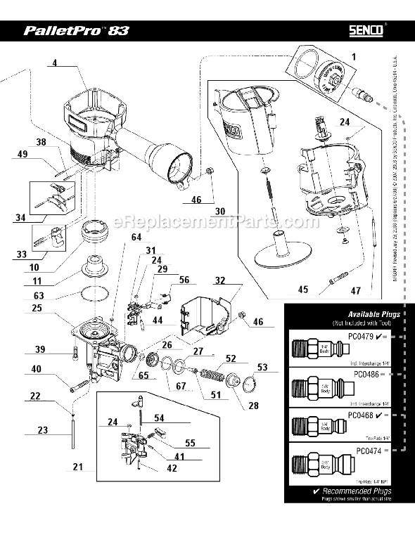 Page B Diagram and Parts List for PALLETPRO83  Senco Nailer
