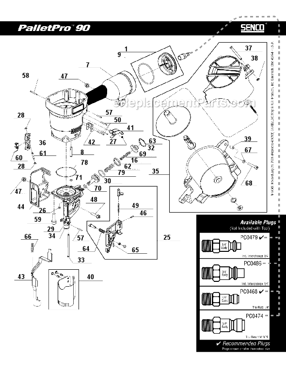 Page B Diagram and Parts List for PALLETPRO90  Senco Nailer