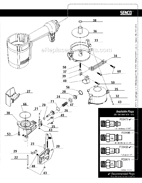 Page B Diagram and Parts List for ROOFPRO450  Senco Nailer