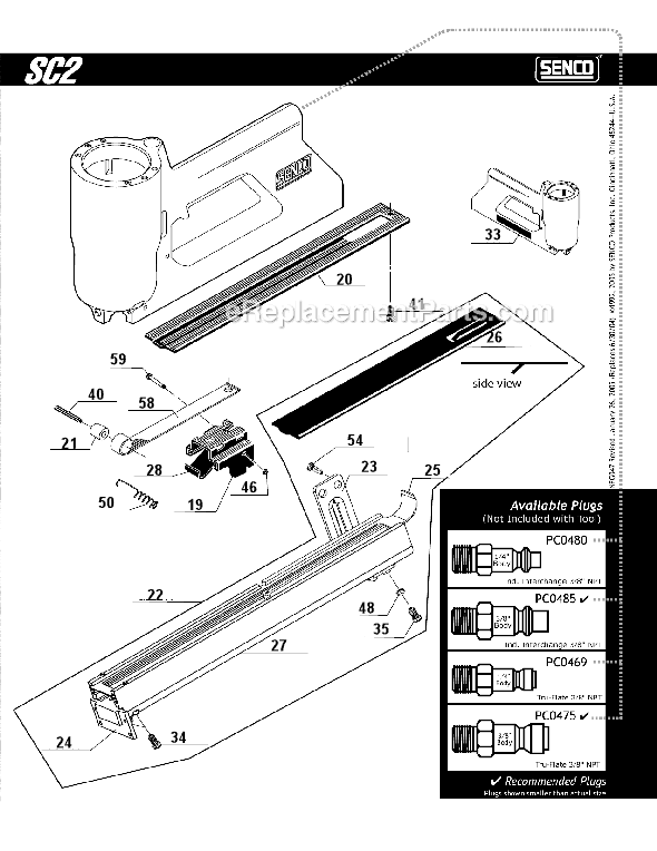 Page B Diagram and Parts List for SC2  Senco Electric Drill