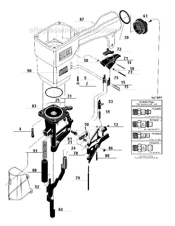 Page B Diagram and Parts List for SCN300  Senco Nailer