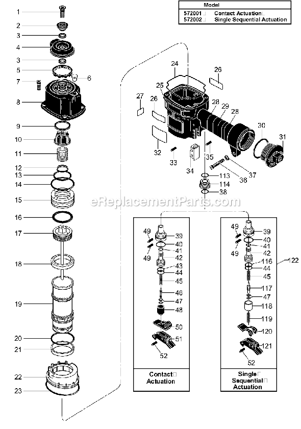 Page A Diagram and Parts List for SCN55S  Senco Nailer