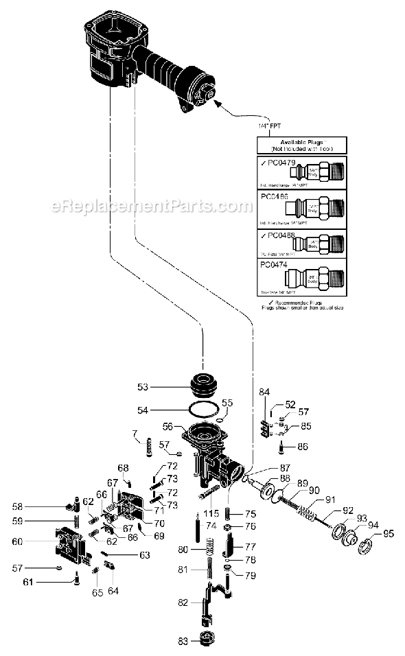 Page B Diagram and Parts List for SCN55S  Senco Nailer