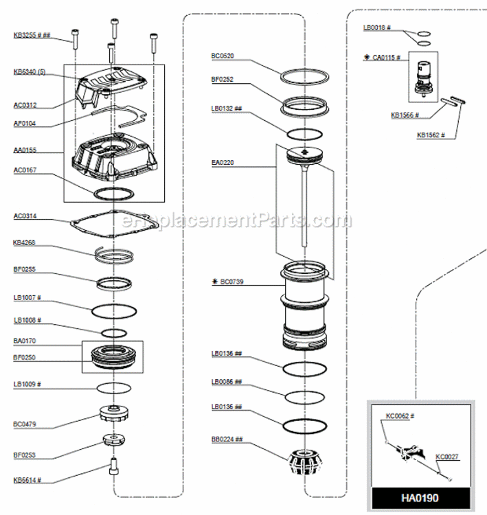 Page A Diagram and Parts List for SCP40XP  Senco Nailer