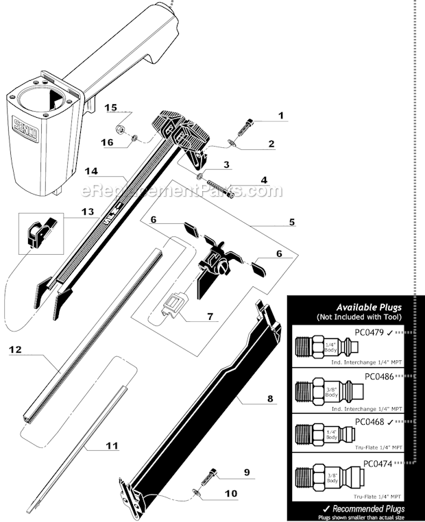Page B Diagram and Parts List for SFN1+  Senco Nailer