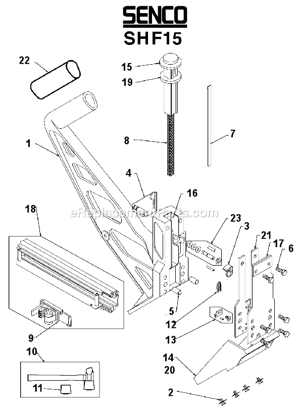 Page A Diagram and Parts List for SHF15  Senco Nailer