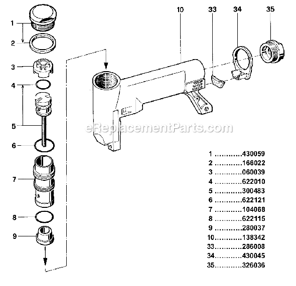 Page A Diagram and Parts List for SHP10  Senco Nailer