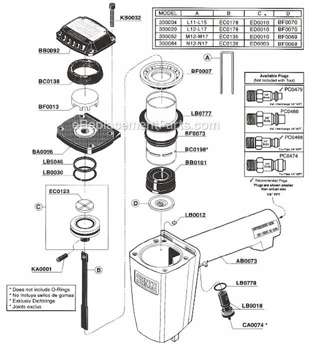 Page A Diagram and Parts List for SKS  Senco Nailer