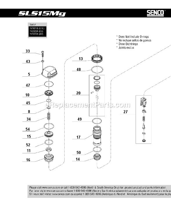 Page A Diagram and Parts List for SLS15MG  Senco Nailer