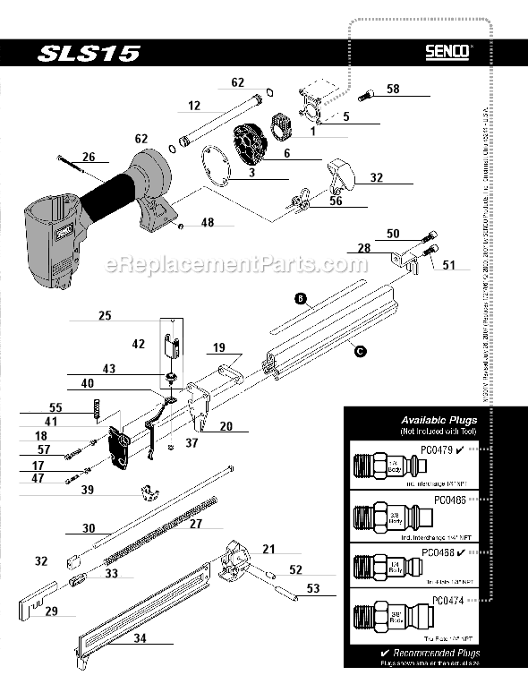 Page B Diagram and Parts List for SLS15  Senco Nailer
