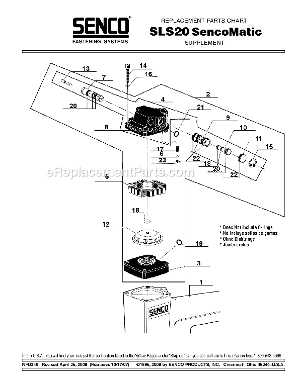 Page A Diagram and Parts List for SLS20  Senco Nailer