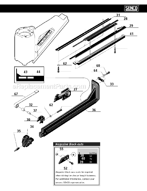 Page B Diagram and Parts List for SN2  Senco Nailer
