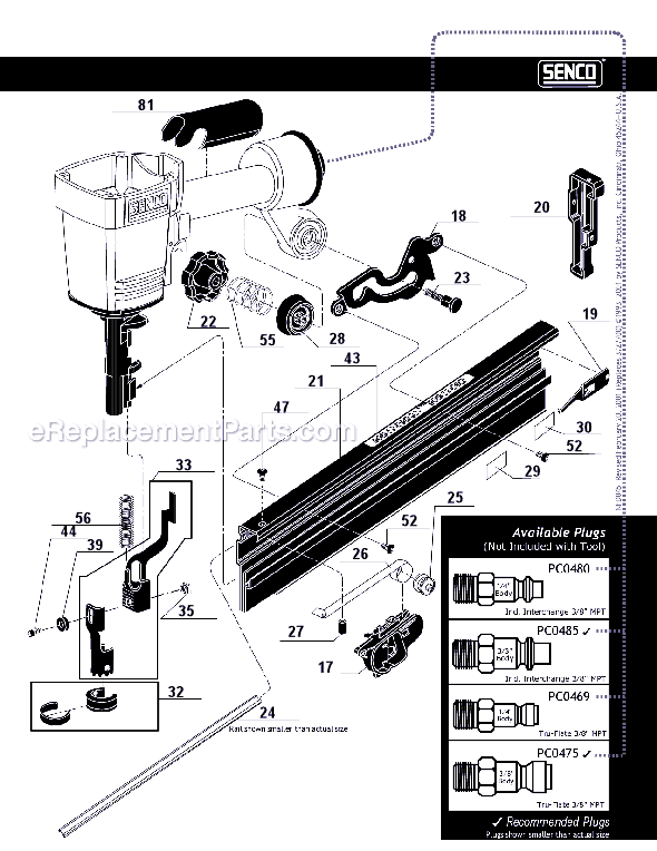 Page B Diagram and Parts List for SN60  Senco Nailer