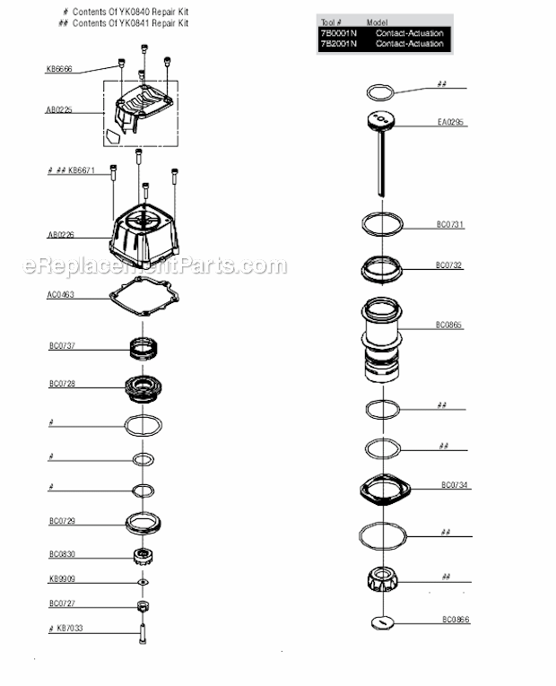 Page B Diagram and Parts List for SNS200XP  Senco Nailer