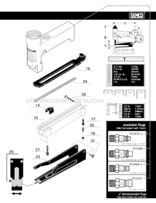 Page B Diagram and Parts List for D030002N DFP 1/2 Senco Nailer