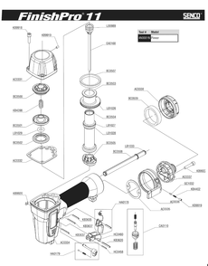 Diagram 1 Diagram and Parts List for FINISHPRO1123GA 4N0001N Senco Nailer