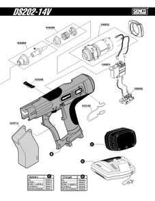 Diagram 1 Diagram and Parts List for DS202 14V3P0001N Senco Screwdriver