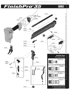 Diagram 1 Diagram and Parts List for FINISHPRO3515GA 1Y0001N Senco Nailer