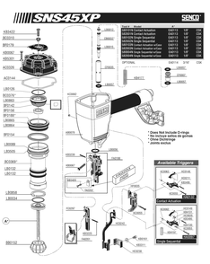 Diagram 2 Diagram and Parts List for SNS45XP16GA 580101N Senco Nailer