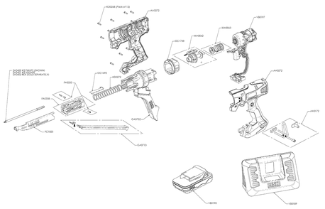 Fig-0 Diagram and Parts List for DS322-18V 10C0001N Senco Screwdriver