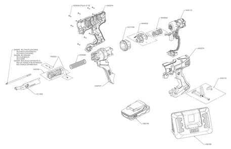 Fig-0 Diagram and Parts List for DS225-18V 10A0001N Senco Screwdriver